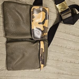 G.I.L.I. Olive and Tan Leather Belt Bag